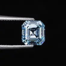 1.0-3.5ct IGI Certified Blue Asscher Cut Lab Loose Diamonds VS1/VS2 Fancy Blue Lab Grown Diamonds For Custom Jewelry - Blue Asscher Cut 1.0ct intense VS2