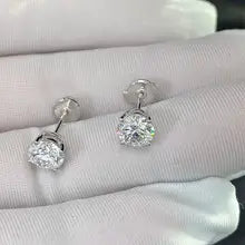 Round Cut Lab Grown Diamond Earrings in 925 Silver