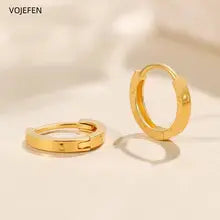 18K Gold Small Hoop Earrings for Women - Real Gold Casual Jewelry