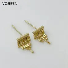 18K Gold Bamboo Knot Chains Tassel Earrings - Luxury Bohemia Jewelry