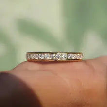 10K Gold and Silver 2mm Round Diamond Stackable Ring