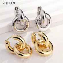 18K Gold Hoops Earrings - Luxury Round Jewelry for Men & Women