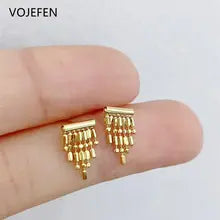 18K Gold Bamboo Knot Chains Tassel Earrings - Luxury Bohemia Jewelry