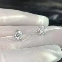 Round Cut Lab Grown Diamond Stud Earrings 0.50-2ct 925 Silver IGI