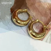 18k Gold Hoop Earrings for Women - Luxury Vintage Jewelry