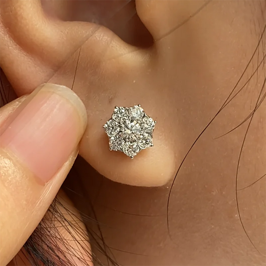 Lab grown diamond flower earrings in 14k white gold