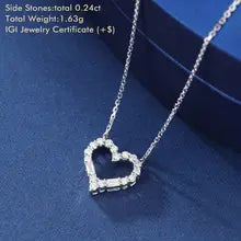 18K White/Rose Gold Natural Diamond Necklace Total about 0.24ct Heart Shape Diamond Necklace Gift for Women - 18K White Gold Total about 0.24ct