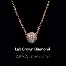 Solid 14k White Gold CVD HPHT Lab Grown Diamond Bezel Setting Fashion Pendant Necklace Wedding Necklace For Woman NO IGI - 0.5ct Silver White