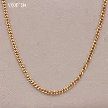 VOJEFEN 18K Gold Cuban Chain Necklace for Men & Women - Luxury Jewelry