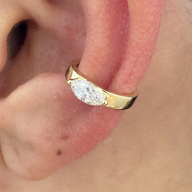 0.3 Ctw Marquise Lab Grown Diamonds 14K Gold Cuff Earring - 10K Rose