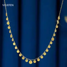 18k Gold Pendant Necklace - VOJEFEN Choker Chain Jewelry Certificate