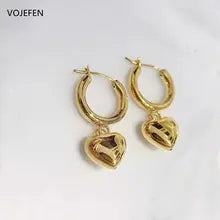 18K Gold Heart Hoop Earrings for Women - Luxury Fine Jewelry