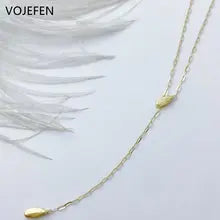 18K Gold Waterdrop Pendant Necklace - Adjustable Long Chain Choker