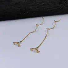 Sinya Pure 18karat Au750 Gold Tassel Drop Earring Smiling Face Design New Arrival Best Gift for Women Ladies Girls - Yellow gold color