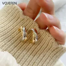 18k Two-Tone Gold Stud Earrings for Women - Luxury Gift Jewelry