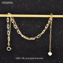 18k Gold Double Layer Bracelet for Women - Adjustable Fine Jewelry