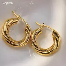 18K Gold Hoops Earrings for Women - Luxury Twisted Rope Design