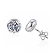 Solid Platinum PT950 Earrings 1CT/Piece Diamond Engagement Stud Earring Round Brilliant Women Party Accessories Never Discolor - Clear