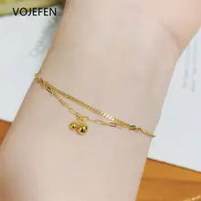 18K Gold Charm Beads Pendant Bracelet - Cute Romantic Couples Jewelry