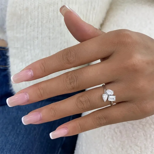 1.25ct DEF/VS VVS Diamond 3-Stone Ring in 14K White Gold and Silver