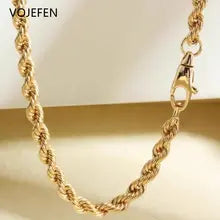 18K Gold Rope Chain Necklace - Luxury Unisex Choker for Parties