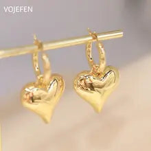 18K Gold Heart Hoop Earrings for Women - Classic Designer Jewelry