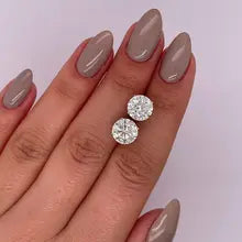 14K White Gold Lab Created Diamond Earrings, Round Cut, 2ct Total