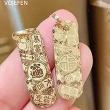 18K Gold Vintage Lucky Pendant Necklace & Bracelet Set - VoJefen