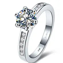Solid 18K White Gold AU750 Ring 1CT Moissanite Wedding Ring For Women Statement Anniversary Day Popular Gift For Girl D Color - 4 Clear
