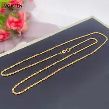 18K Gold Choker Necklace - Luxury Twisted Singapore Chain for Women