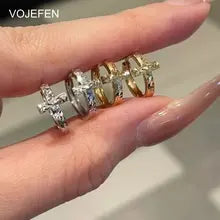 18K Gold Cross Hoop Earrings - Luxury Fish Scale Design for Men & Women