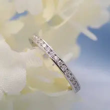 14K White Gold Lab Grown Diamond Band with DEF VS Round Cut