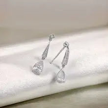 Lab Grown Diamond Earrings - 1.06ct Pear and Round Cut Design