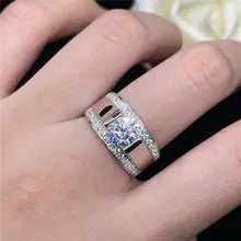 Popular Solid 18k White Gold AU750 Ring 1CT Diamond Engagement Ring For Man Perfect Valuable Birthday Gift For Boy Friend - 6.5 Clear