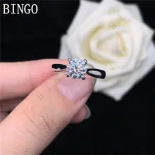 Beautiful 0.5CT Moissanite Engagement Ring 5mm Diamond Lovely Bridal Jewelry Solid 18K White Gold AU750 Women Ring - 4 Clear