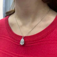 10 Ct Pear Lab Grown Diamond Pendant Necklace in 14K White Gold