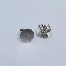 Platinum Jewelry DIY Accessories Findings Solid PT950 White Gold Earring Back Plug Stopper Round Plate desigin 4.5mm to 6mm - White gold color 4.5mm
