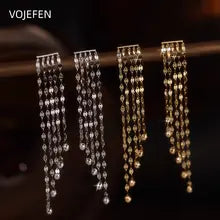 18K Gold Tassel Stud Earrings - Luxury Real Gold Jewelry for Weddings