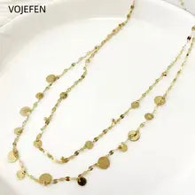 18K Gold Round Pendant Necklace - Adjustable Luxury Choker Jewelry