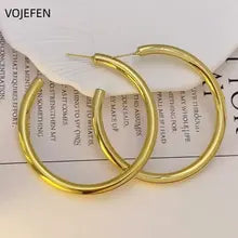 18K Gold Hoop Earrings for Women - Luxury 60mm Circle Design
