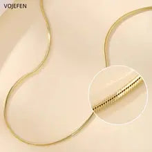 18K Gold Snake Necklace - Luxury Figaro Chain Choker for Women