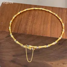 18K Gold Adjustable Circle Bracelet for Women - Real Gold Charm Jewelry