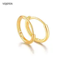 18K Gold Hoop Stud Earrings for Women - Real Yellow Gold Fine Jewelry