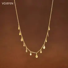18K Gold Water Drop Pendant Necklace | Adjustable Luxury Fine Jewelry