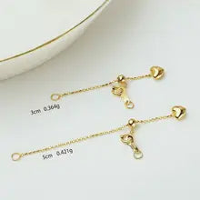 Pure 18k Gold Fine Jewelry DIY Finding Au750 Accessories Pearl Necklace Bracelet Extend Tail Clasp Ajustable Extender Chain - Yellow gold color 3cm