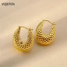 18K Gold Pineapple Hoops - Pure Gold Earrings for Women, Gift-Ready