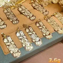 18K Gold Vintage Lucky Pendant Necklace & Bracelet Set - VoJefen