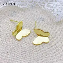 18K Gold Butterfly Earrings - Luxury Certified Cute Studs for Engagement
