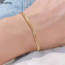 18K Gold Cuban Chain Bracelet for Women & Men - Luxury Jewelry 18CM