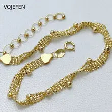 Luxury 18K Gold Bracelets with Wide Beads & Links - Trendy Tennis Style